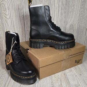 Dr. Martens Audrick 8 Eye Black Platform Combat Boots Womens Size 8 NEW